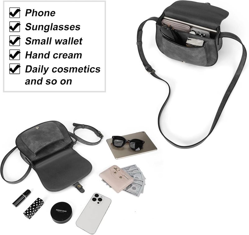 AFKOMST Crossbody Bags for Women,Small Saddle Purse and Boho Cross Body Handbags,Vegan Leather - Image 5